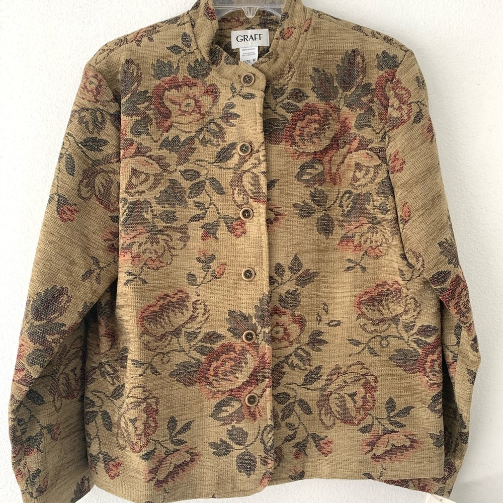 NWT VTG 80s FLORAL BAND collar JACKET COAT BLAZER